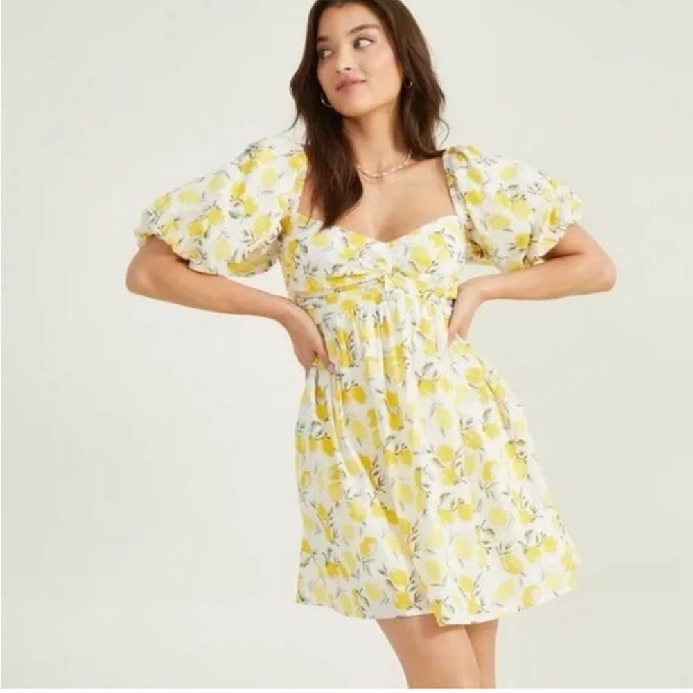 Altar’d State nwt Trixxi Lemon Print Babydoll Dress medium